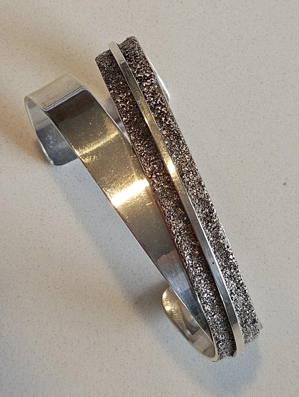 Vintage 1989 Rainstar Navajo Modernist Sterling Silver Cuff Bracelet